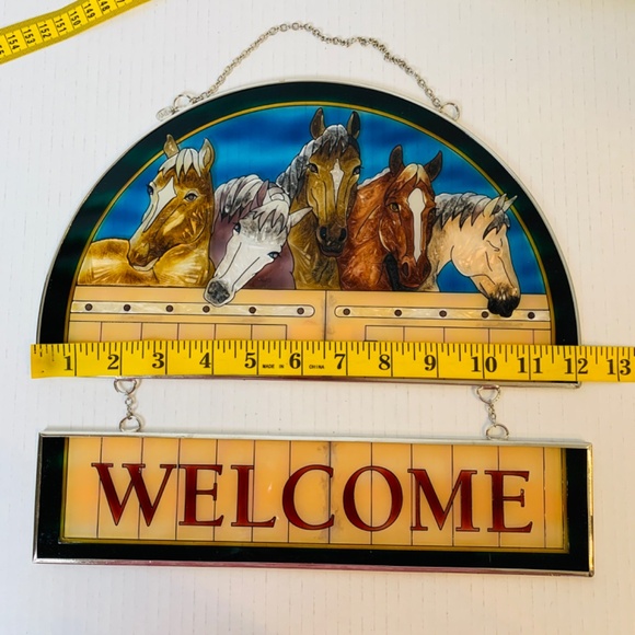 Amia Linda McFadden Sun Catcher Welcome Sign Horses Equestrian Stain Glass - Picture 11 of 14